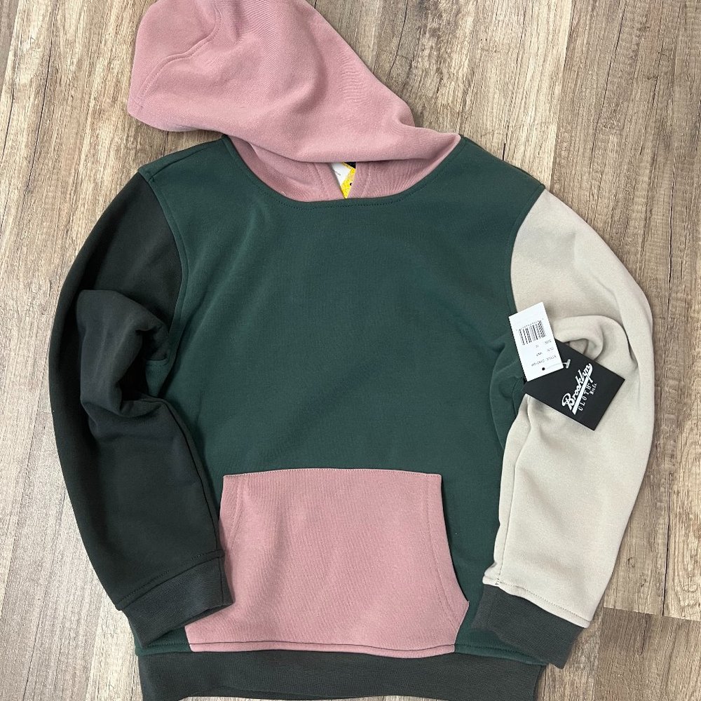 Boy's Hunter Green Color Block Hoodie